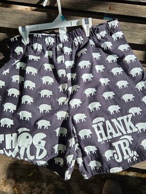 Black Pig-Print Men's Shorts